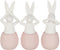 J-Line figuur Konijn Horen/Zien/Zwijgen - keramiek - roze - small - 3 stuks - paasdecoratie