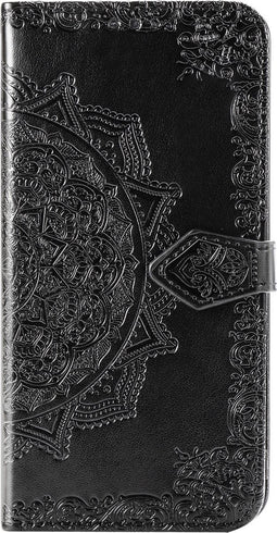 Hoesje Met Pasjeshouder Geschikt voor iPhone 12 Pro / 12 - Mandala Bookcase - Zwart