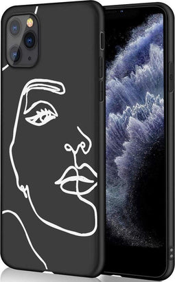 iMoshion Hoesje Geschikt voor iPhone 11 Pro Hoesje Siliconen - iMoshion Design hoesje - Wit / Zwart / Line Art Woman White