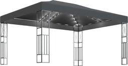 vidaXL - Prieel - met - LED-lichtslinger - 3x4 - m - stof - antracietkleurig
