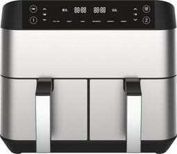 Niceey Dubbele Airfryer XXL - 8.0 Liter - 2460 Watt - 2 Kookvakken - Zilver