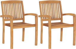vidaXL - Tuinstoelen - stapelbaar - 2 - st - massief - teakhout