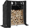 vidaXL - Haardhoutrek - met - regenhoes - 100,5x40,5x110,5 - cm - staal