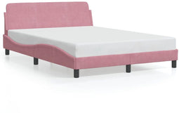 vidaXL - Bedframe - met - hoofdeinde - zonder - matras - 120x200 - cm - fluweel - roze