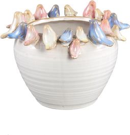 PTMD Bloempot Brin - 18x18x14 cm - Keramiek - Creme