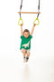 Houten Ringtrapeze met Kunststof Ringen Limegroen - Zwart Gevlochten Touw