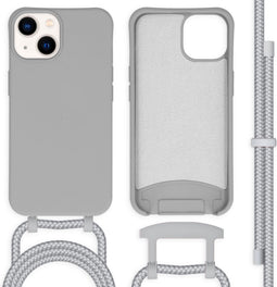 iMoshion Hoesje Geschikt voor iPhone 14 Hoesje Met Koord - iMoshion Color Backcover met afneembaar koord - Grijs