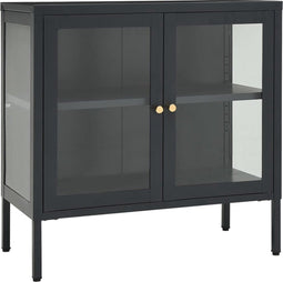 vidaXL - Dressoir - 70x35x70 - cm - staal - en - glas - antracietkleurig