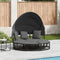 vidaXL - Loungebed - met - luifel - en - kussens - poly - rattan - zwart