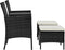 vidaXL - Tuinbank - 2-zits - met - tafeltje - en - krukken - poly - rattan - zwart
