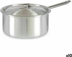 Sauspan met deksel Ø 24 cm Zilverkleurig Aluminium 5 L (10 Stuks)