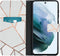 iMoshion Hoesje Geschikt voor Samsung Galaxy S21 FE Hoesje Met Pasjeshouder - iMoshion Design Softcase Bookcase - Wit / Meerkleurig / Goud / White Graphic