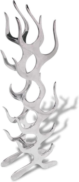 vidaXL - Wijnrek - vlammenvorm - 9 - flessen - zilver - aluminium