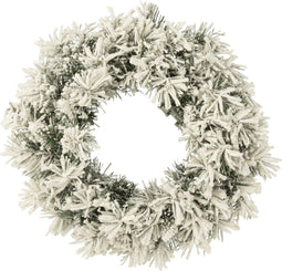 J-Line decoratie Kerstkrans Besneeuwd - kunststof - groen - small - LED lichtjes