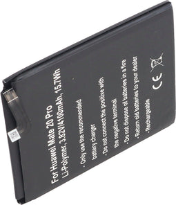 Batterij geschikt voor Huawei Mate 20 Pro, Li-Polymer, 3.82V, 4100mAh, 15.7Wh, ingebouwd, zonder gereedschap