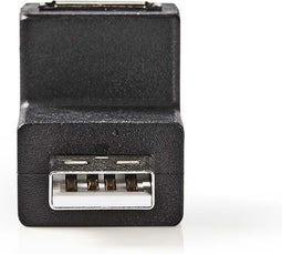 USB-A Adapter - USB 2.0 - USB-A Male - USB-A Female - 480 Mbps - Rond - Vernikkeld - PVC - Zwart - Envelop