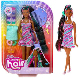 Barbie Totally Hair Doll - Bruin, roze, blauw - Barbiepop