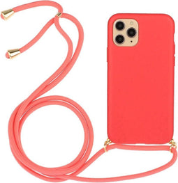 Lunso - Backcover hoes met koord - Geschikt voor iPhone 11 Pro Max - Rood