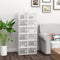 Woltu Schoenendozen Transparant Wit - 12 Stuks - Stapelbaar & Opvouwbaar - Met Voorklep - 25x19x35