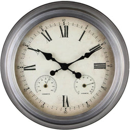 Buitenklok voor buiten - Buitenklok Bjarne - tuinklok 47 cm zilver