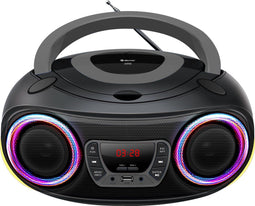 Denver TCL-212BT - Draagbare Radio CD Speler - Bluetooth FM Radio LED-lichteffecten - Grijs