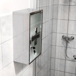 relaxdays EMERGENCY - medicijnkastje XL - afsluitbaar - edelstaal en melkglas