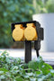 Q-Link Stekkerdoos Buiten - Dubbele Stekkerdoos op Spie - Tuincontactdoos met Klepjes - Tuinpaal - Randaarde - 3 meter kabel - H05RRF - 3500W - 3 x 1.5 mm² - zwart