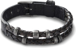 FOSSIL JF85460040 - Heren Armband - Gevlochten Leer - 255 mm