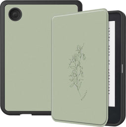 imoshion E-reader Hoesje - Geschikt voor Kobo Clara 2E, Tolino Shine 4 - Design Slim Soft Case Sleepcover Bookcase - Floral Green