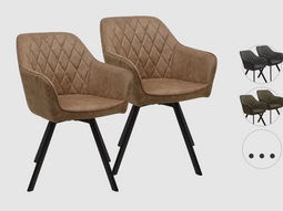 Meubel31 Brione - Draaibare Eetkamerstoelen - Comfortabel & Eenvoudig schoon te maken - Cognac (2 stuks)