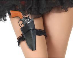 Atosa Verkleed speelgoed revolver/pistool - dames - been holster - onder een verkleed rok/jurk - cowboy/twenties/piraten thema