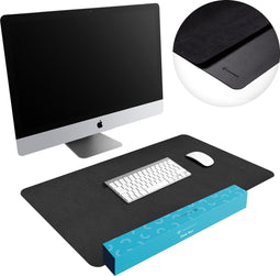 imoshion Bureau Onderlegger - 80 x 40 cm - Hoogwaardig kunstleer - Bureau Accessoires - Bureau Organizer - Antislip Muismat XXL - Inclusief draagriem - Zwart
