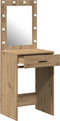 vidaXL - Kaptafel - met - LED - Lichten - - - Artisan - Eik - 50x41x135 - cm