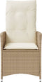 vidaXL - Tuinstoel - verstelbaar - met - kussens - poly - rattan - beige