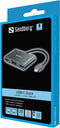 Sandberg 136-35 - USB-C Dock - 2xHDMI 1xVGA 1xUSB 100W PD - Aluminium
