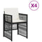 Tuinstoelen 4 st met kussens poly rattan zwart