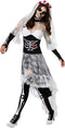 Dressforfun Skeletbruid L - Verkleedkostuum Halloween - Gelaagde jurk met sluier - Zwart