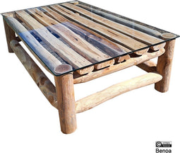 Coffee Table Round Wood + Glass