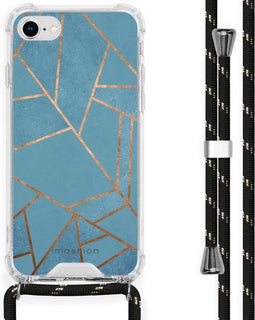 iMoshion Hoesje Geschikt voor iPhone SE (2022) / SE (2020) / 8 / 7 Hoesje Met Koord - iMoshion Design Hoesje met Koord - Blauw / Meerkleurig / Goud / Blue Graphic
