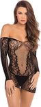 Offshoulder zwart minijurkje lange mouwen - M/L