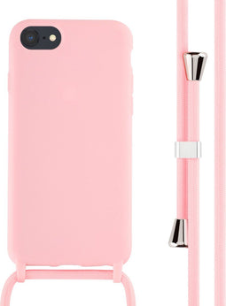 iMoshion Hoesje Geschikt voor iPhone SE (2022) / SE (2020) / 8 / 7 Hoesje Met Koord - iMoshion Siliconen hoesje met koord - Roze