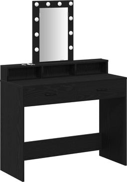 vidaXL - Kaptafel - met - LED - verlichting - - - Zwart - eiken - - - 100x41x140 - cm