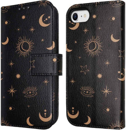 iMoshion Hoesje Geschikt voor iPhone SE (2022) / SE (2020) / 8 / 7 / 6s / 6 Hoesje Met Pasjeshouder - iMoshion Design Bookcase smartphone - Zwart / Sky Black