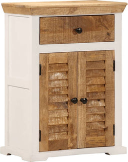 vidaXL - Dressoir - 55x30x73 - cm - massief - ruw - mangohout - wit - en - bruin