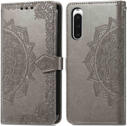 iMoshion Hoesje Geschikt voor Sony Xperia 10 V Hoesje Met Pasjeshouder - iMoshion Mandala Bookcase - Grijs