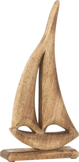 J-Line decoratie Boot Op Voet - hout - donkerbruin - small