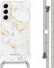 iMoshion Hoesje Geschikt voor Samsung Galaxy S22 Hoesje Met Koord - iMoshion Design Hoesje met Koord - Wit / White Marble