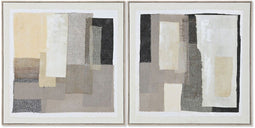 Schilderij Home ESPRIT Zwart Beige Abstract Stads 82 x 3,8 x 82 cm (2 Stuks)