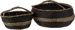 J-Line mand Rond - zeegras - zwart - set van 2