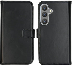 Selencia Samsung Galaxy S24 - Echt Lederen Bookcase - 3 Pashouders - Zwart